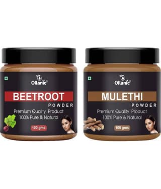Oilanic 100% Pure Beetroot Powder & Mulethi Powder For Skincare Hair Mask 200 g Pack of 2