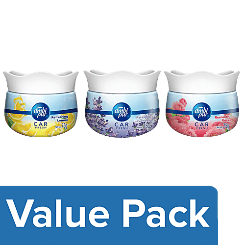 Ambipur Car Freshener Gel - Lemon + Lavender + Rose, each 75 g, Combo 3 Items