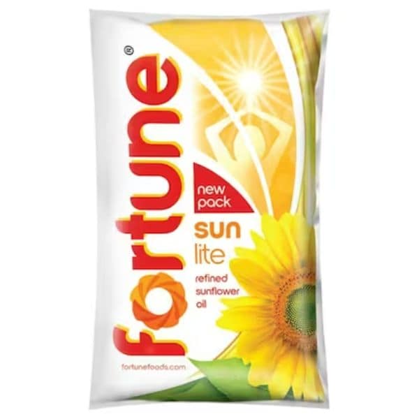 Fortune Sunlite Sunflower Refined Oil Pouch 1 Ltr