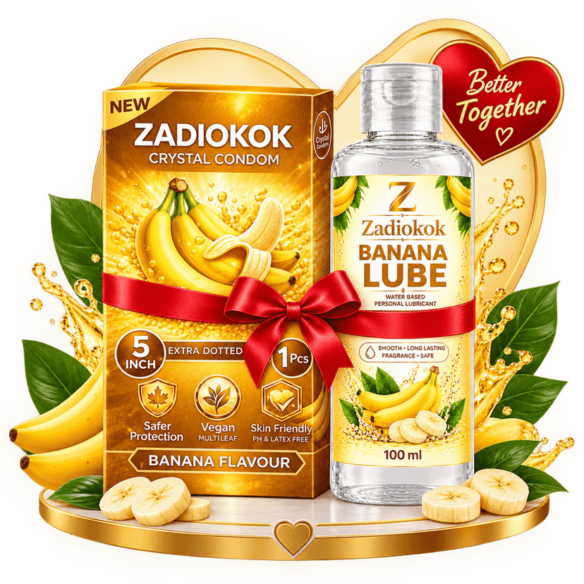 ZADIOKOK 5 Inch Extra Dotted Crystal Condom Reusable Condom with 100 ml Banana Lube Combo view 2