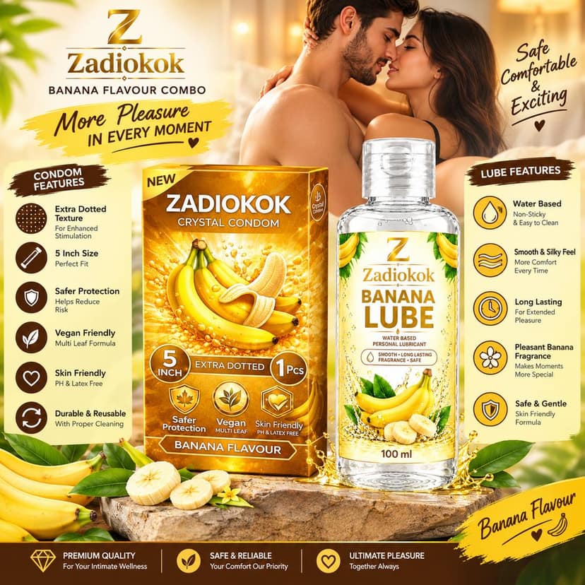 ZADIOKOK 5 Inch Extra Dotted Crystal Condom Reusable Condom with 100 ml Banana Lube Combo view 3