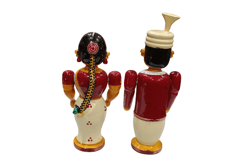Etikoppaka Handicrafts Wooden Pellikoduku & Pellikuthuru Pair view 2