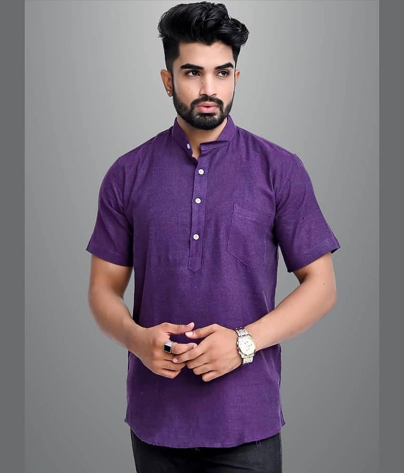 QuaClo - Purple Cotton Men's Regular Kurta ( Pack of 1 )