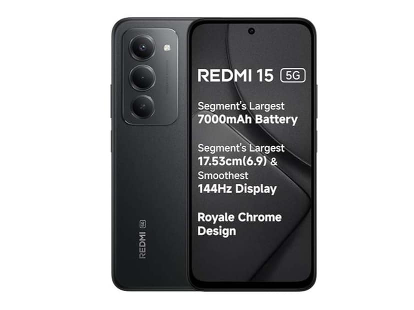 Redmi 15 5G Smartphone 8GB RAM + 256GB Storage Segment's Largest 7000mAhA Battery - Midnight Black