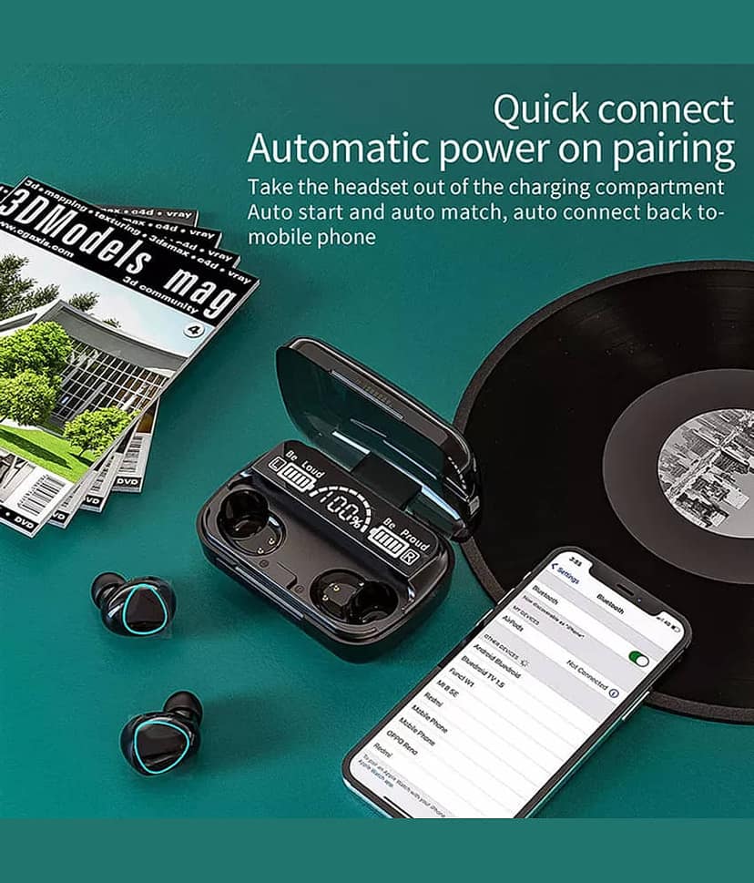 Life Like TWS With Base In Ear Bluetooth Earphone 4 Hours Playback Bluetooth IPX4(Splash Proof) Auto pairing -Bluetooth V 5.1 Black view 2