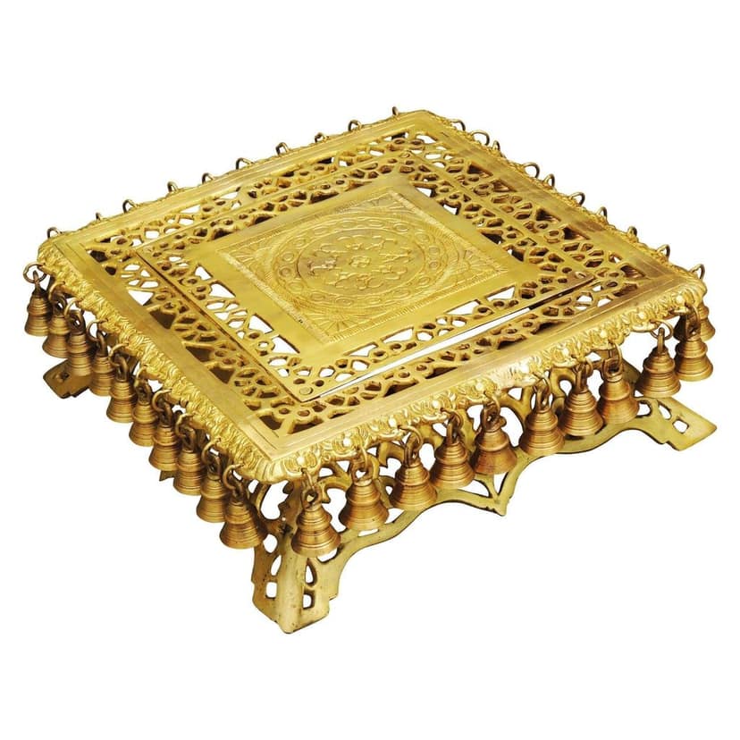 Brass Stool for God Idol Statue - Handcrafted Temple Platform, Height : 5 Inch (BSMAS818 B) view 3