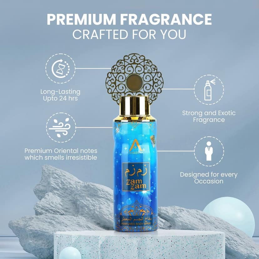 Ameerah Zam Zam Long Lasting Perfumed Deodorant Spray - For Men & Women (200 ml) view 2