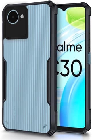 PLUGTECH Slim Shockproof Case | Matte Black Soft | Drop Protection | Precise Cutouts | Premium Mobile Cover for Realme C30, Realme Narzo 50i Prime