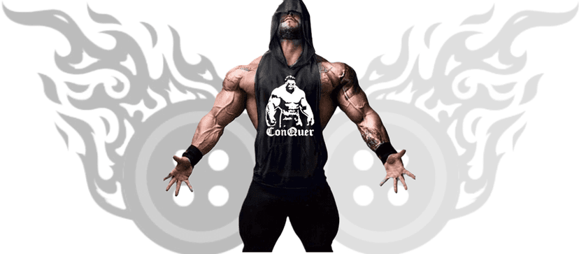 Hot Button Conquer Printed Stringer Gym Vest Hoodie for Men | Y-Back Design view 7