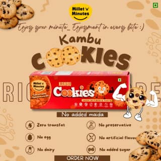 Pearl Millet (Kambu) Cookies – 100% Natural Millet-Based Snack | No Maida, No Refined Sugar 200g Pack of 2