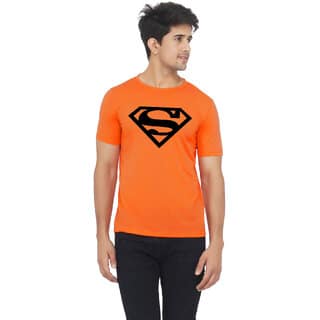 Orange Color Half Sleeve Superman Printed Tshirt
