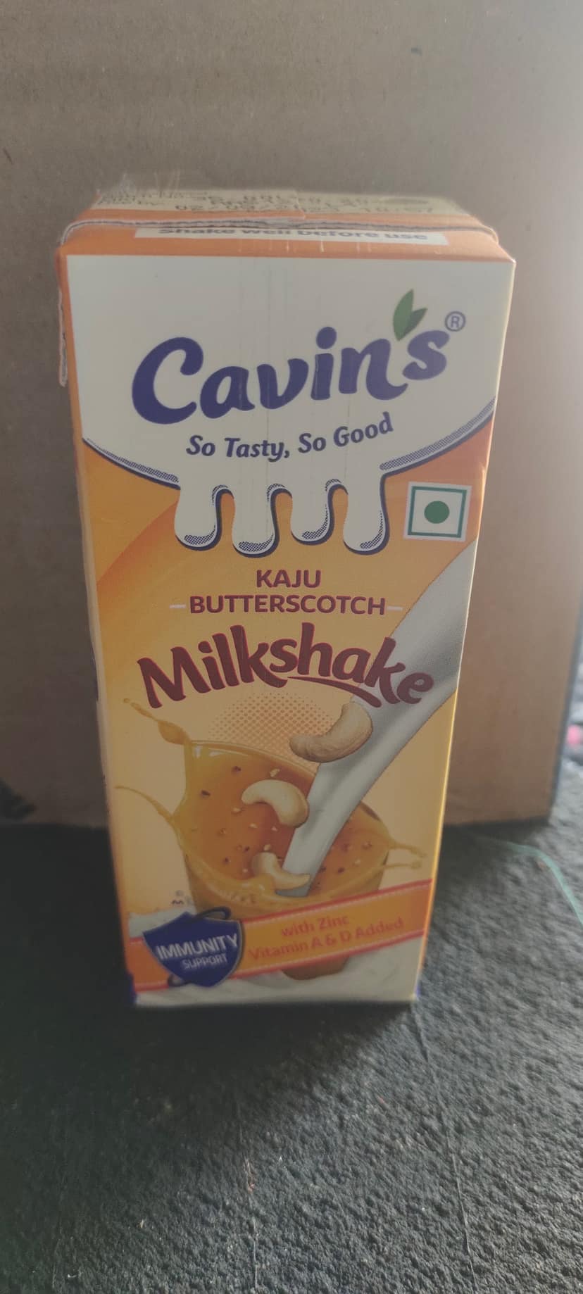 Cavins Kaju Butterscotch Milkshake - With Zinc, Vitamin A & D Added, Immunity Booster, 200 ml Tetra Pack