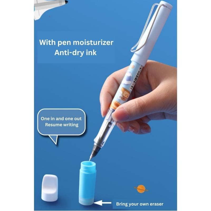 Cute Cartoon Pattern Fountain Pen (Light Blue, 0.38mm Nib) | Smooth Writing & Ergonomic Grip | Everyday Stationery view 10
