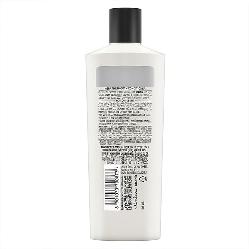 Tresemme Keratin Smooth Conditioner, With Keratin & Argan Oil For Straight, Shiny Hair Dry Hair & Controls Frizz, For Men & Women, 190 Ml view 2