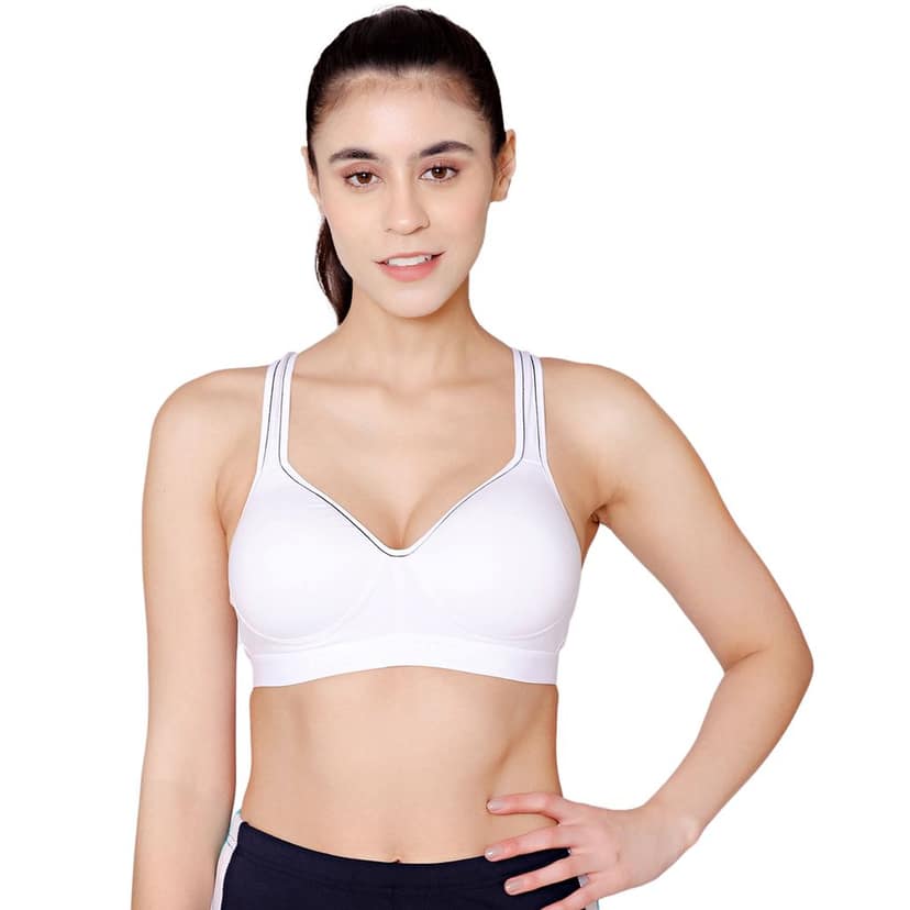 Bodycare cotton spandex wirefree adjustable straps seamless padded sports bra-1615B