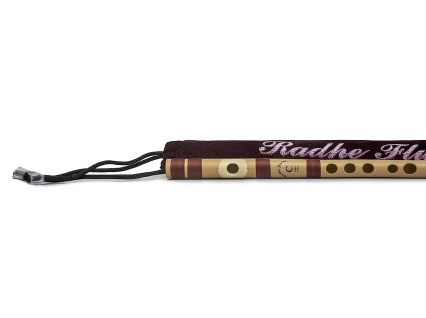 Radhe Flutes PVC Fiber C Natural Bansuri Higher Octave RIGHT Handed With VELVET COVER view 2