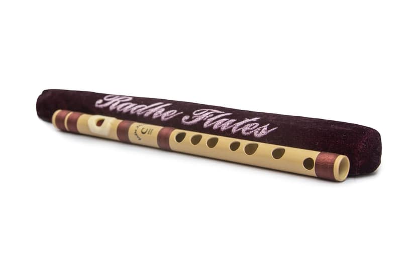 Radhe Flutes PVC Fiber C Natural Bansuri Higher Octave RIGHT Handed With VELVET COVER view 3