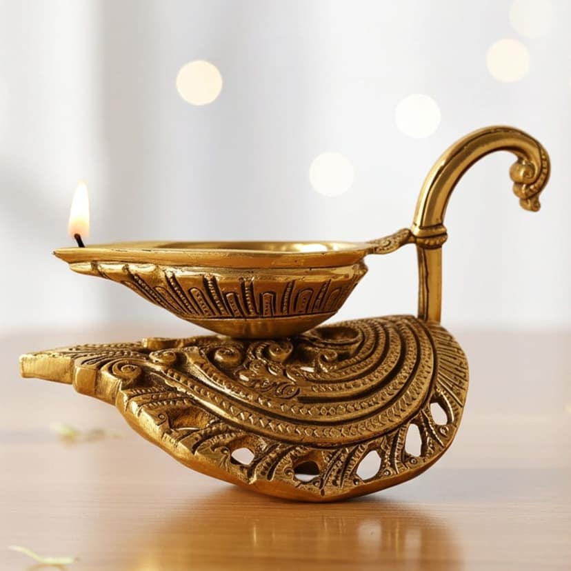 Brass Table Decor Duck Shape Oil Lamp Deepak - Unique Table Decor Deepak, Height : 3.6 Inch (BSMAS1197 A)