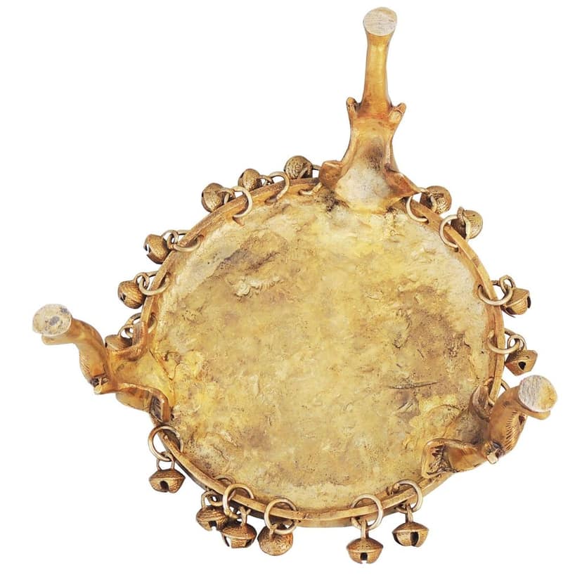 Brass Round Shape Chowki for God Idol - Decorative Temple Stand, Length : 6.5 Inch (BSMAS697 G) view 3