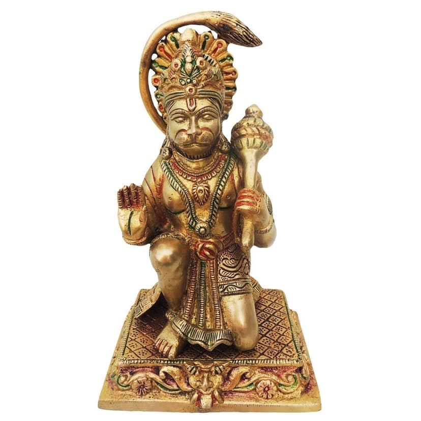 Brass Sitting Hanuman Ji Showpiece - Home Temple Decor, Height : 9 Inch (BSMAS499 B) view 2