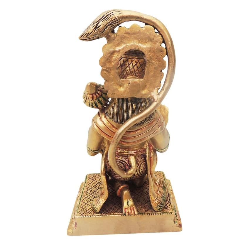 Brass Sitting Hanuman Ji Showpiece - Home Temple Decor, Height : 9 Inch (BSMAS499 B) view 3