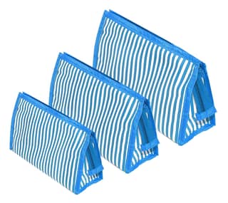 Polyester Set Of 3 Synthetic Travel & Cosmetic Pouch Travelling Pouch Makeup Kit Organizer Box Jewelry, Travel & Toiletry Pouch For Men & Women (3-Line Blue Bag) Polyester Set Of 3 Synthetic Travel & Cosmetic Pouch Travelling Pouch Makeup Kit Organizer B