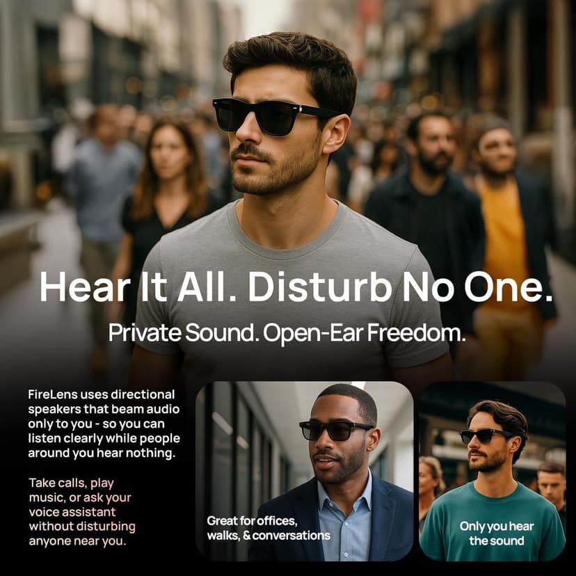 Fire-Lens Dune Smart Glasses, Bluetooth Calling & Open-Ear Bluetooth Sunglasses with HD Sound & Smart Audio Touch Controls Voice Assistant (Siri/Alexa/Google), Fast Charging for Men & Women view 10