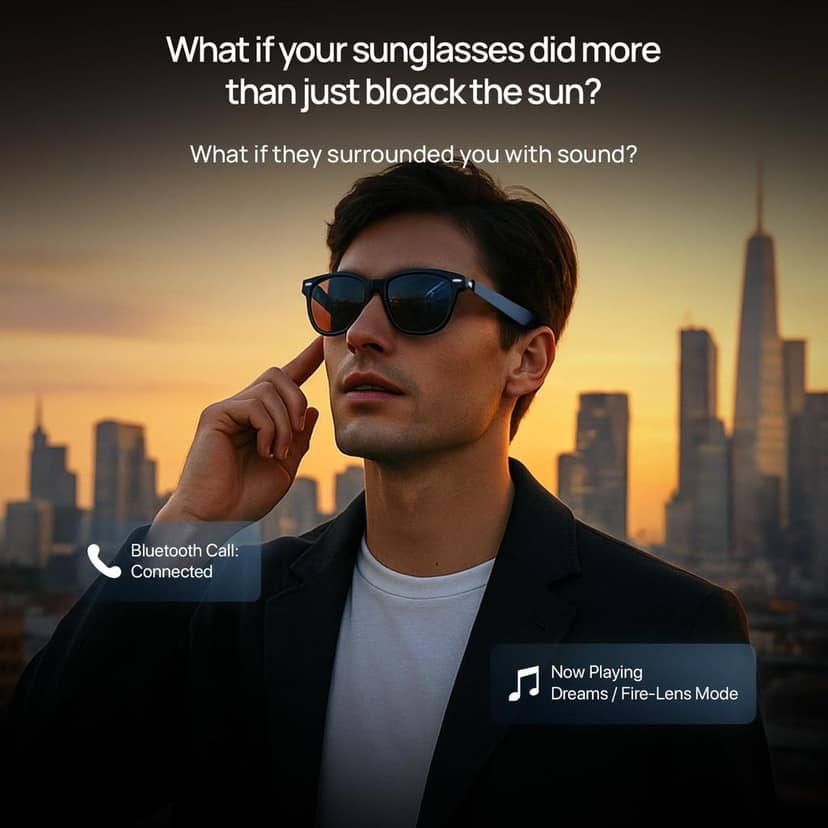 Fire-Lens Dune Smart Glasses, Bluetooth Calling & Open-Ear Bluetooth Sunglasses with HD Sound & Smart Audio Touch Controls Voice Assistant (Siri/Alexa/Google), Fast Charging for Men & Women view 3