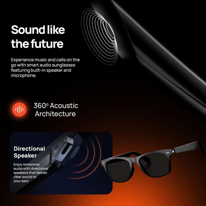 Fire-Lens Dune Smart Glasses, Bluetooth Calling & Open-Ear Bluetooth Sunglasses with HD Sound & Smart Audio Touch Controls Voice Assistant (Siri/Alexa/Google), Fast Charging for Men & Women view 4