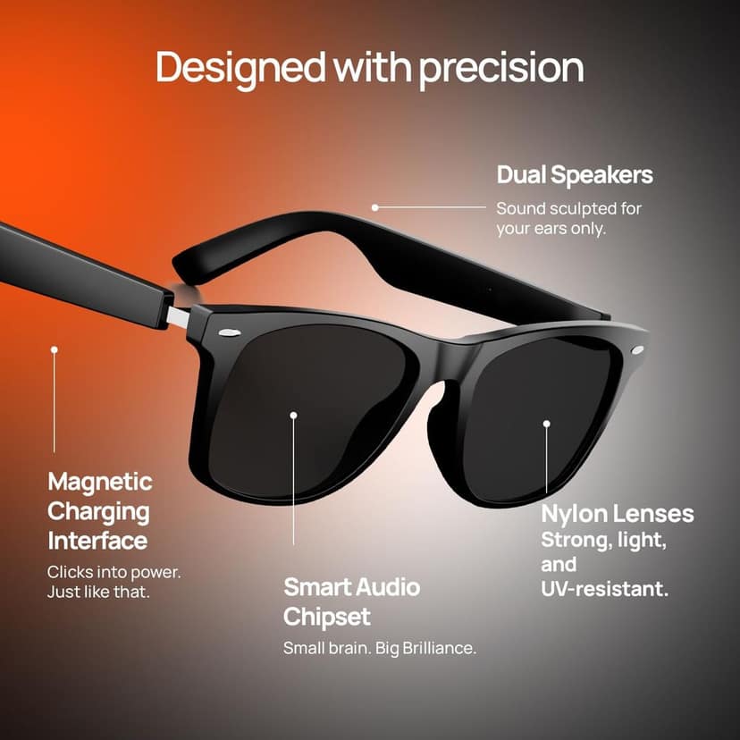 Fire-Lens Dune Smart Glasses, Bluetooth Calling & Open-Ear Bluetooth Sunglasses with HD Sound & Smart Audio Touch Controls Voice Assistant (Siri/Alexa/Google), Fast Charging for Men & Women view 7