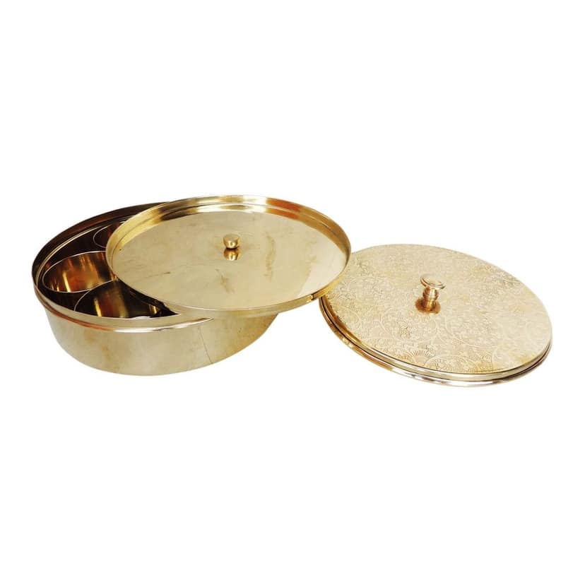 Brass Spice Box, Masala Box Set With Spoon (ZMAS585 B) view 3