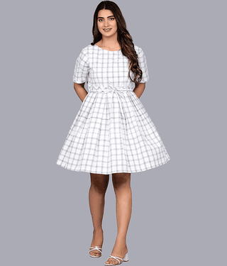 QuaClo - White Cotton Women's A-line Dress ( Pack of 1 )