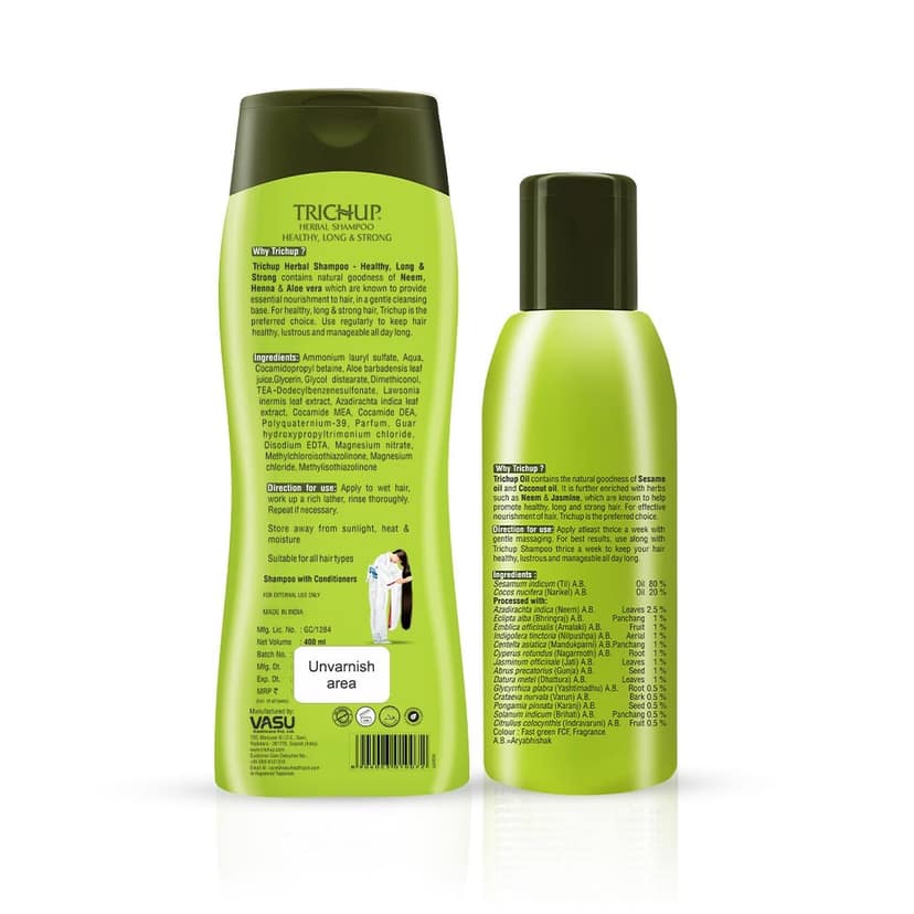 Trichup Healthy Long & Strong Hair Oil 200 ml + Shampoo 400 ml – Herbal Hair Strength & Growth Combo view 2