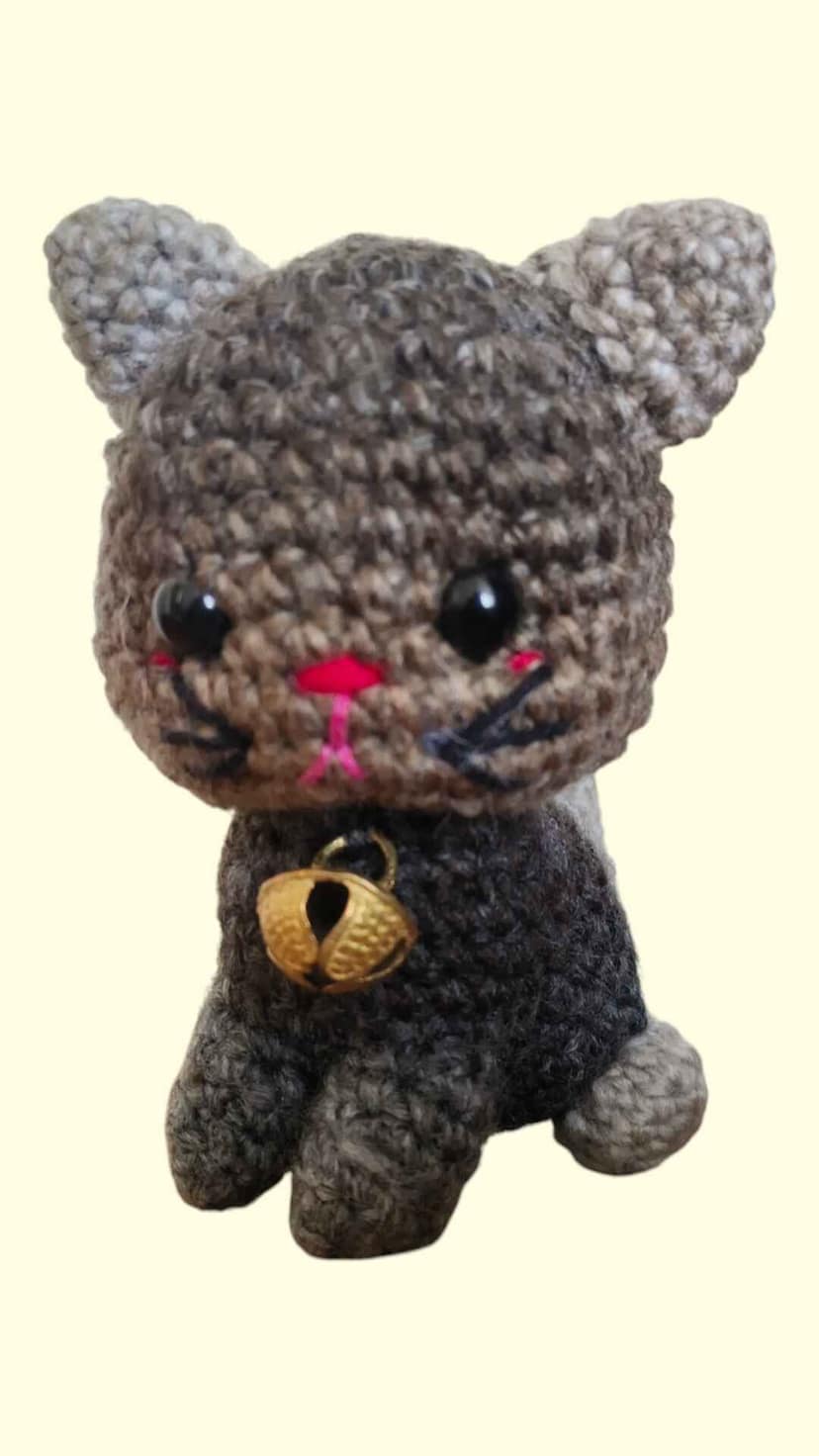 Shaded brown Kitten Crochet Toy view 2