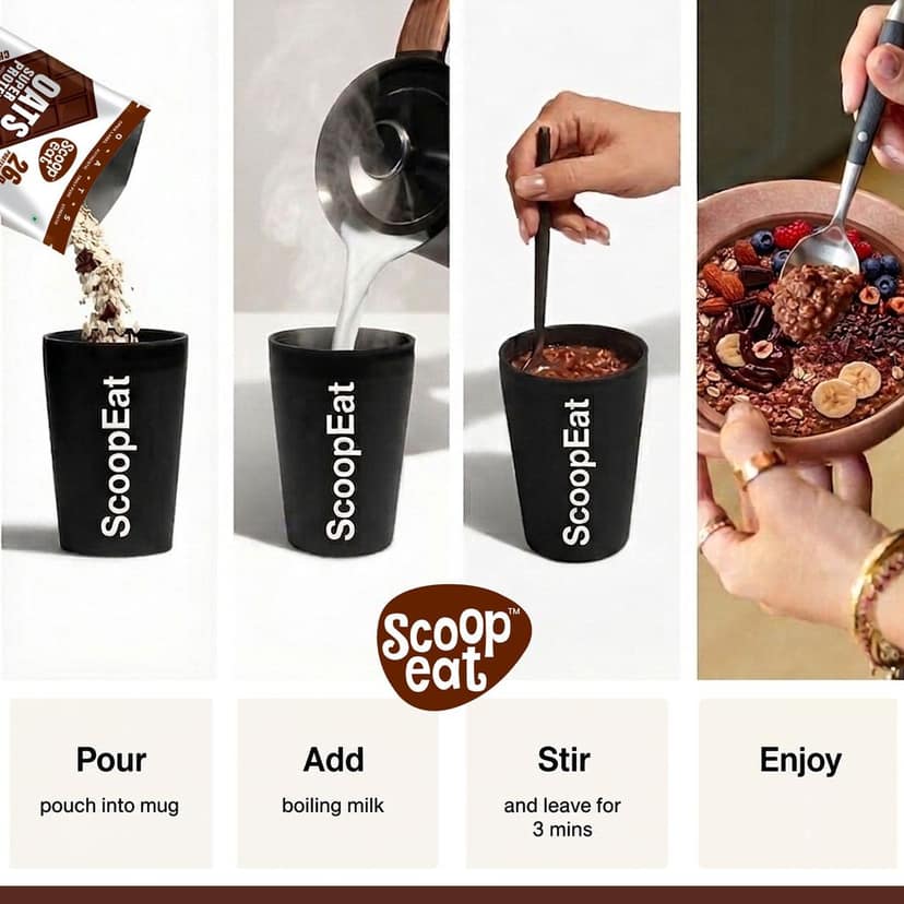 Scoopeat Assorted Oats pack of 2 - 26g Super High Protein Chocolate Oats 400gm view 7