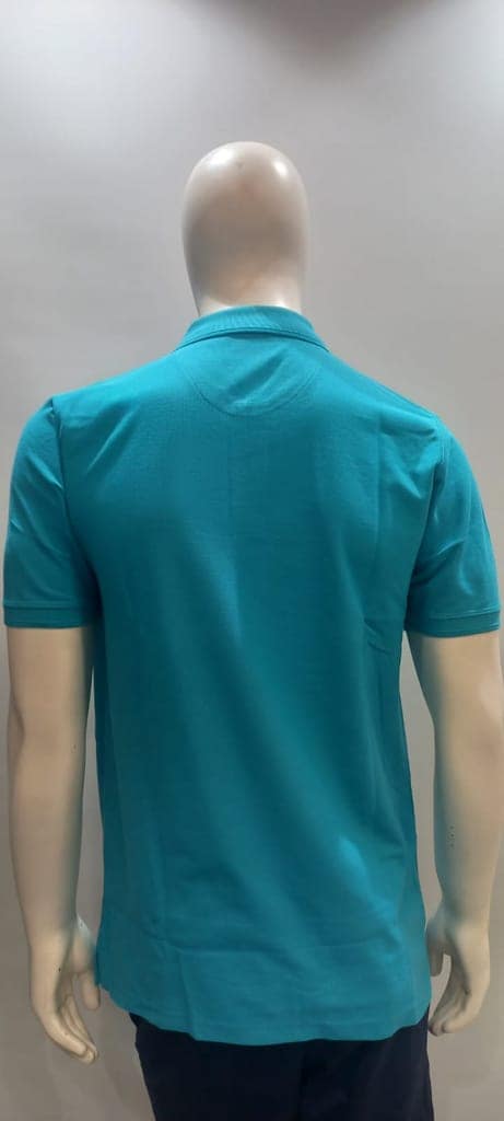 Men's Premium Cotton Polo T-Shirt – Solid Turquoise Blue | Classic Fit | Casual & Semi-Formal Wear view 3