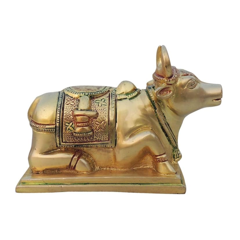 Brass Nandi Idol - Lord Shiva Vehicle Showpiece, 4, Height : 4.5 Inch (BSMAS1532 C) view 2