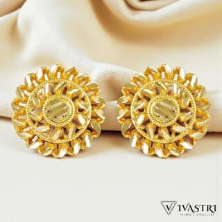 Vivastri Stylish 1 Gram Gold Plated Alloy Stud Earrings for Women & Girls - VIVA2843ERG