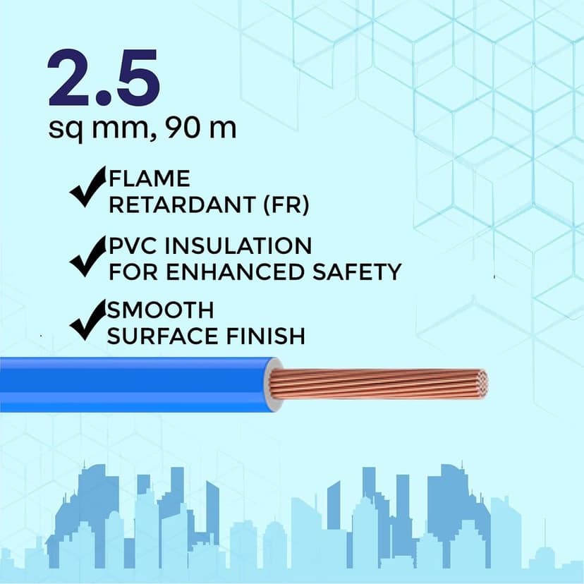 VRINDACab Blue 2.5MM 90 MTR Wire | FR PVC Insulated Multi Strand CCA Copper Electrical Cable | Flame Retardant House Wiring Wire for Domestic & Industrial Use view 3