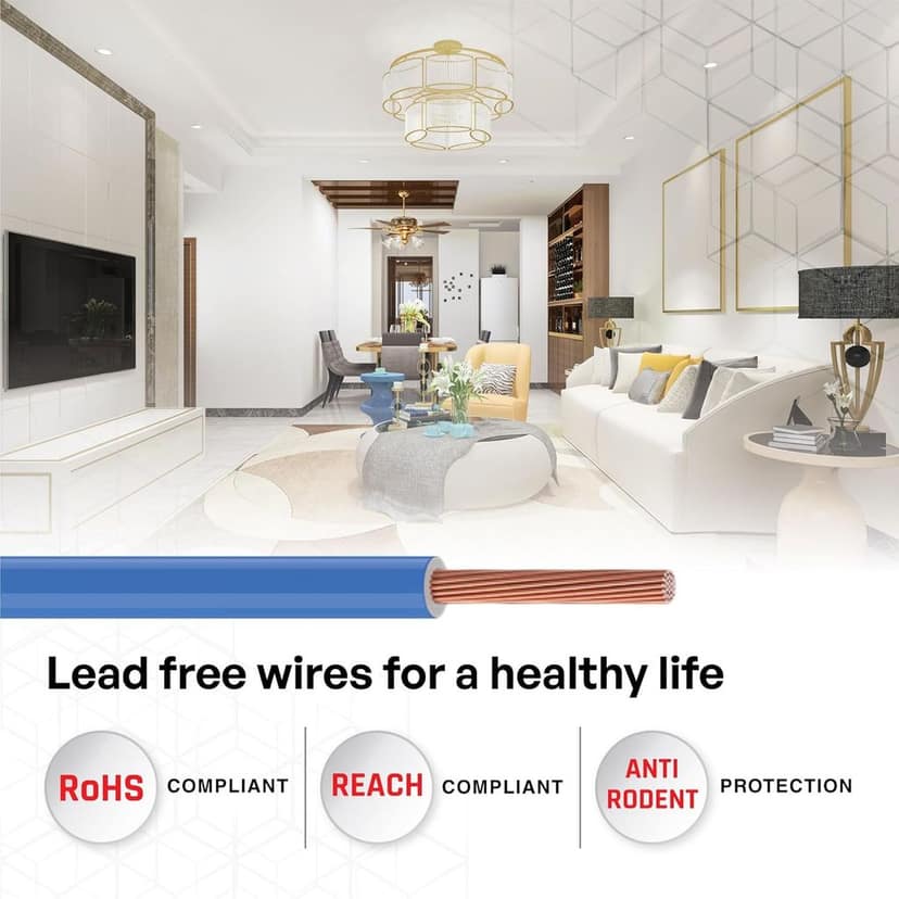 VRINDACab Blue 2.5MM 90 MTR Wire | FR PVC Insulated Multi Strand CCA Copper Electrical Cable | Flame Retardant House Wiring Wire for Domestic & Industrial Use view 4