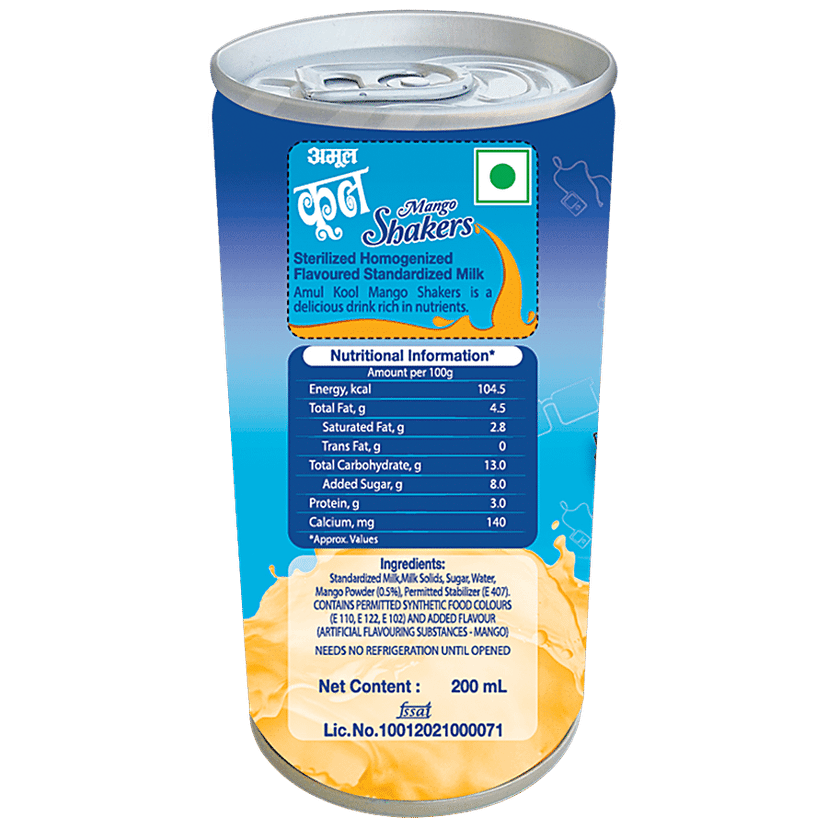 Amul Kool Milkshake - Mango, 200 Ml Can view 2