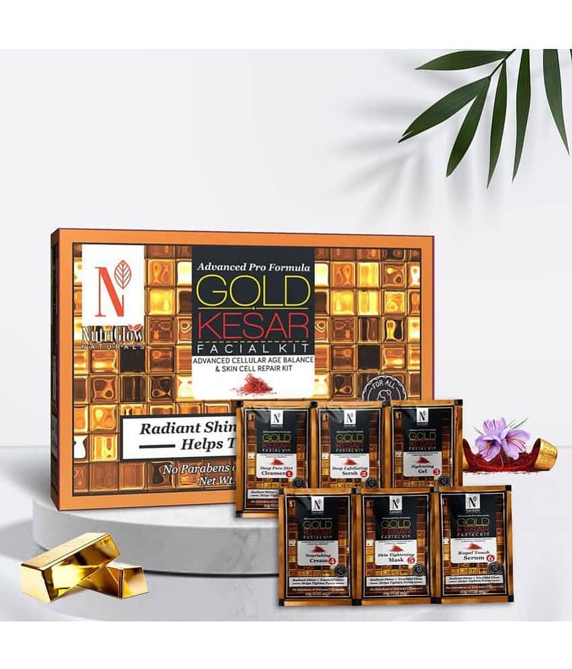 Nutriglow NATURAL'S Gold Kesar Facial Kit 60gm + Aloevera Gel for Face 100gm (Pack of 2) view 2