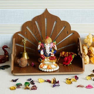 Shree Vinayak Art Wooden Beautiful Plywood Mandir Pooja Room Home Decor Office OR Home Temple Wall Hanging Product.
