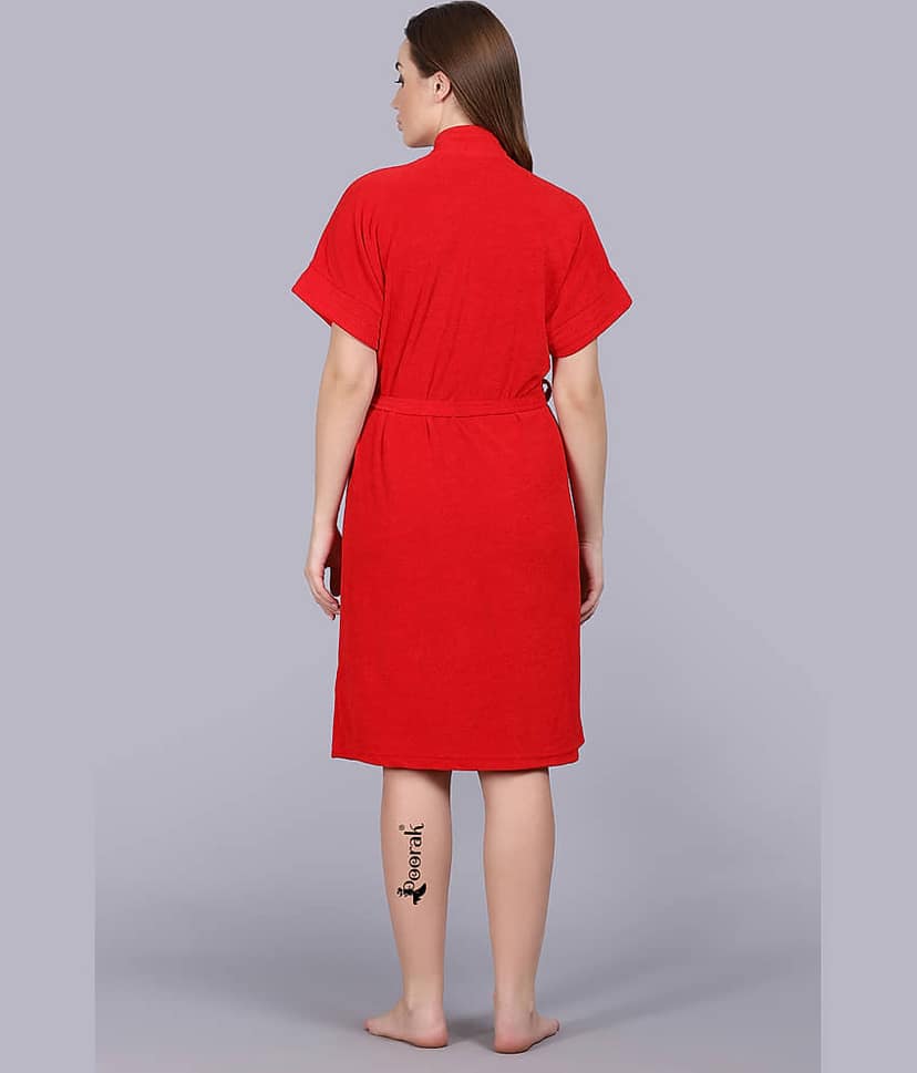 Poorak Red Free Size Bathrobe ( Pack of 1 ) view 2