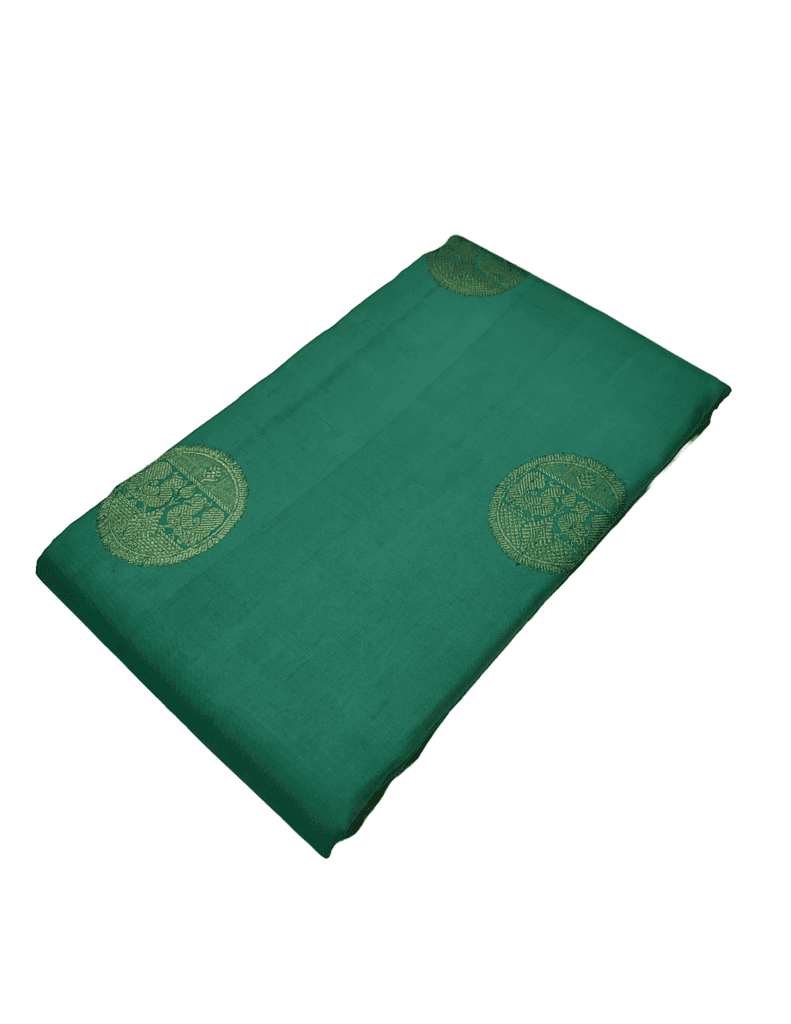 Light Green Color Pure Silk Saree Has Round Butta Design with Unstitched Blouse view 5