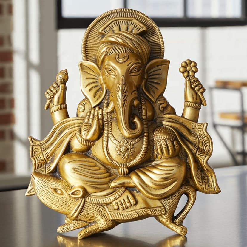 Aluminium Showpiece Chuha Ganesh Hanging (ASMAS340 G)