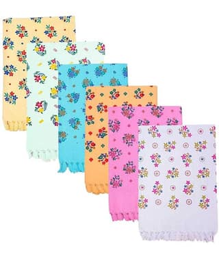 AMRO Beautility Needs - Cotton Multicolor Printed Bath Towel ( 75x150 ) cm Below 300 -GSM ( Pack of 6 )