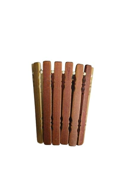 Rustic Wooden Slatted Pen Holder & Desk Organizer