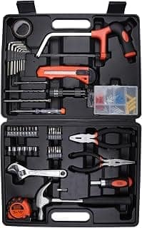BLACK+DECKER BMT108C Hand Tool Kit for Home & DIY Use (108-Piece) - Includes Screwdriver, Wrench, Ratchet, Utility Knife, Saw, Claw Hammer, Measuring Tape and Plier, ORANGE & BLACK