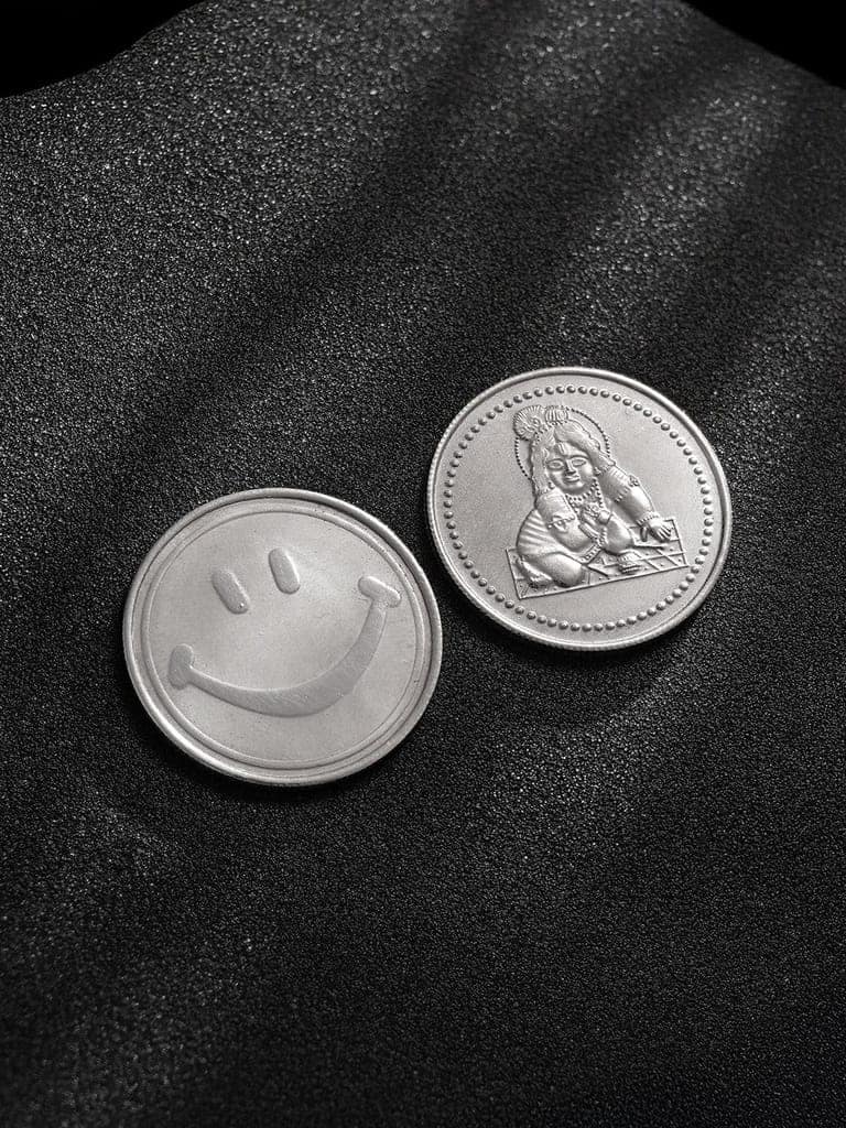 Laddu Gopal & Smiley each 10 gram 999 Round Silver Coin view 3
